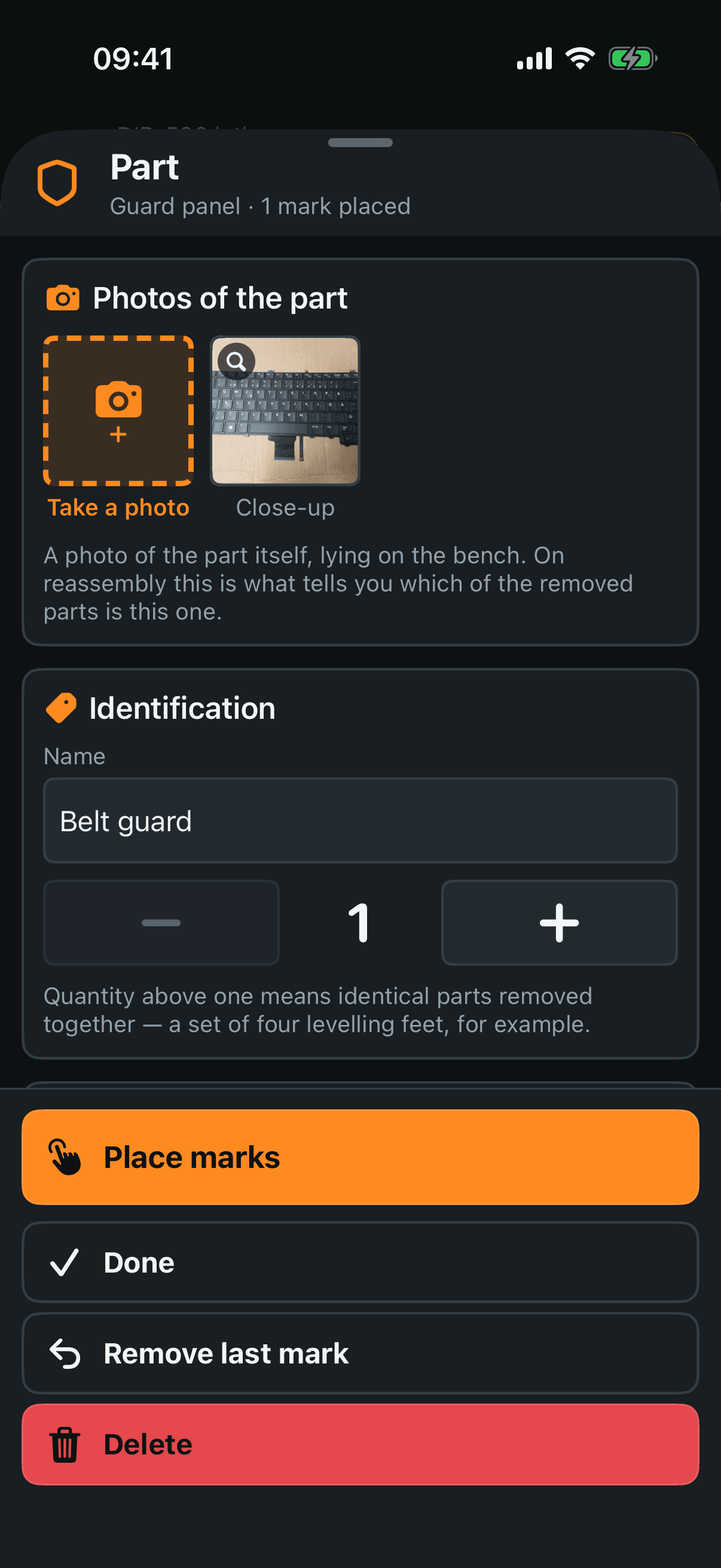 Removed part — what, where, which way